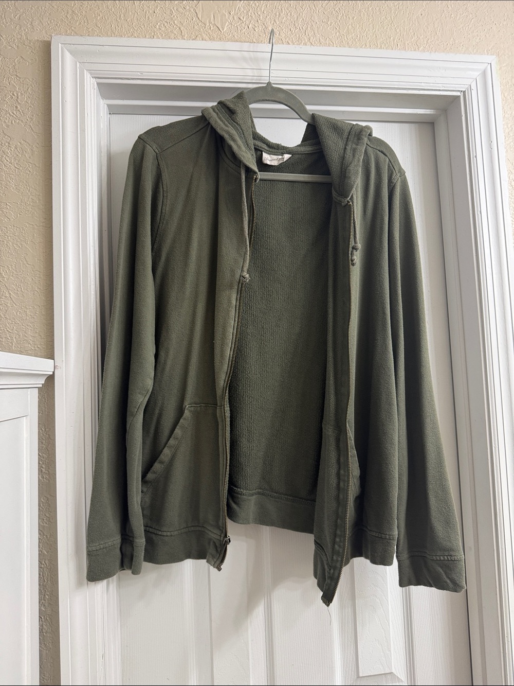 Olive Green Zip-Up Hoodie